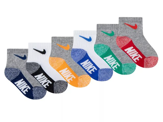 Nike Assorted 6 Pack Ankle Socks in University Red