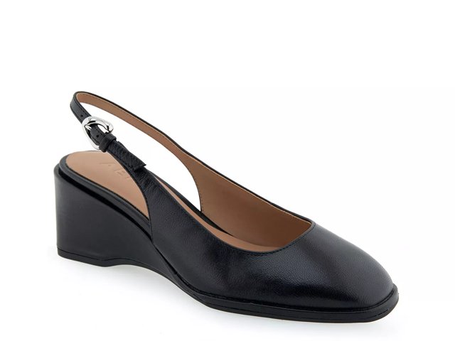 Aerosoles Women s Aria Wedge Pump Shoes Black Size 7.5 Leather