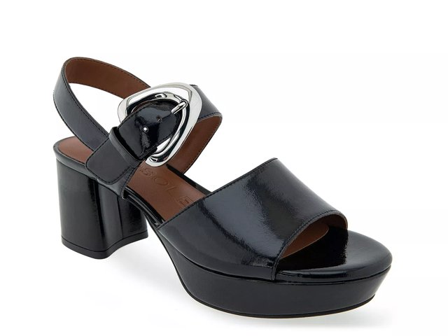 Aerosoles Chamber Platform Sandal Women s Black Patent Synthetic Size 9.5 Sandals