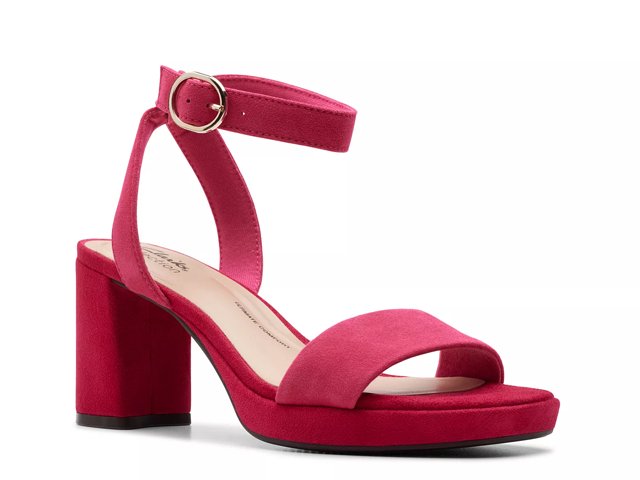 Clarks Women s AmbyrLyn Bay Heeled Sandal Fuchsia Suede 7