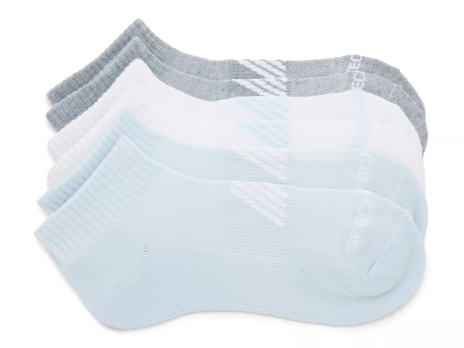 Skechers Classic Terry Ankle Socks 6 Pack | Women's | White/Grey/Light Blue | Size 10 | Socks | Ankle | Athletic