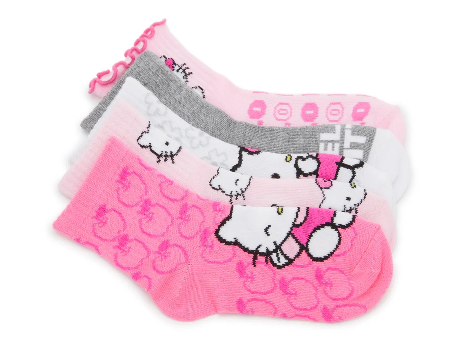 Hello Kitty Kids' Quarter Ankle Socks - 5 Pack