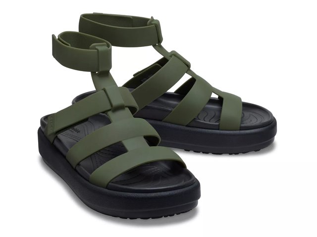 国内配送 CROCS BROOKLYN LUXE GLADIATOR W BLACK /BLACK Womens Crocs Brooklyn Luxe Gladiator Sandal - Black | Journeys