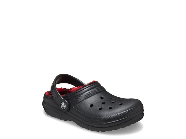 Crocs Kids Classic Lined Fuzzy Buffalo Check Clog Black J6