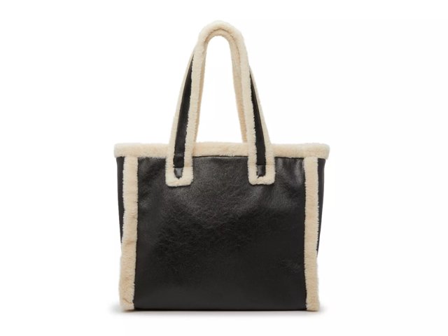 Kelly Katie Metallic Fur Trim Tote
