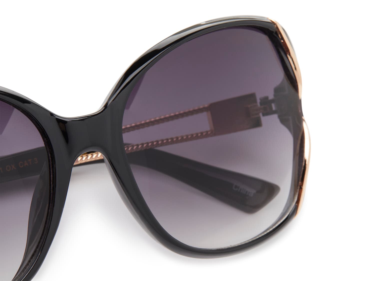 Oversized Gold-Trim Sunglasses