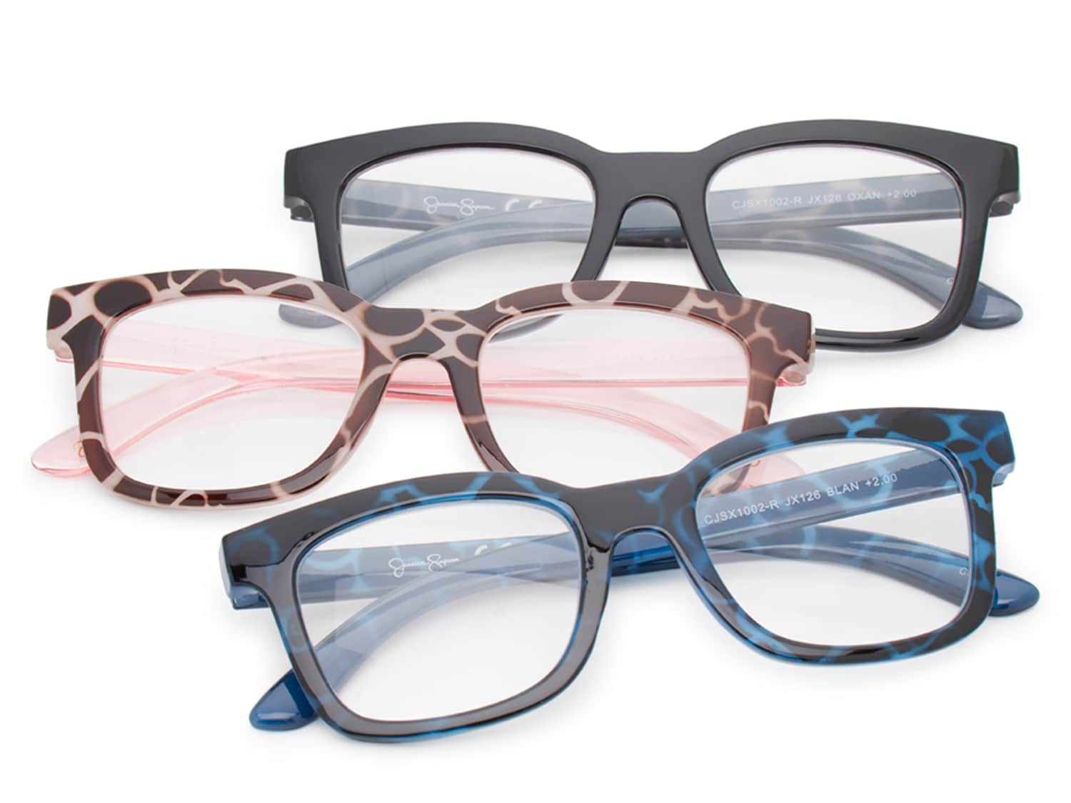 Square Tortoise Reading Glasses +2.0 - 3 Pack