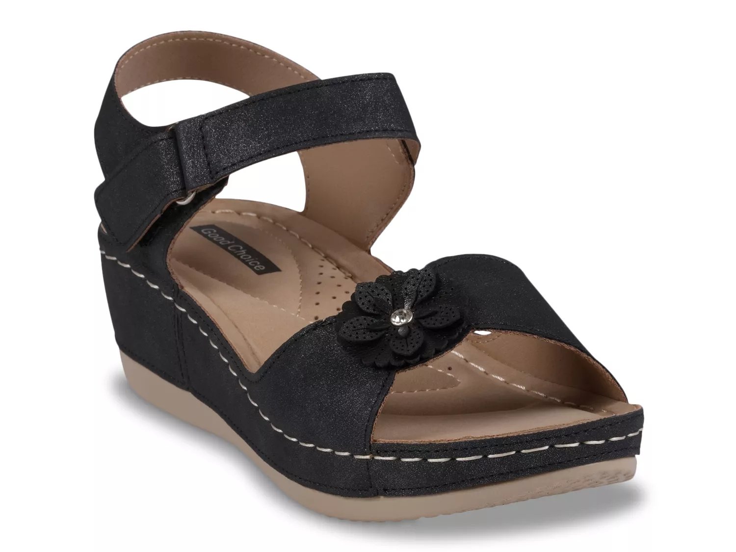 Good Choice Maxwell Wedge Sandal | Women's | Black | Size 8 | Sandals | Ankle Strap
