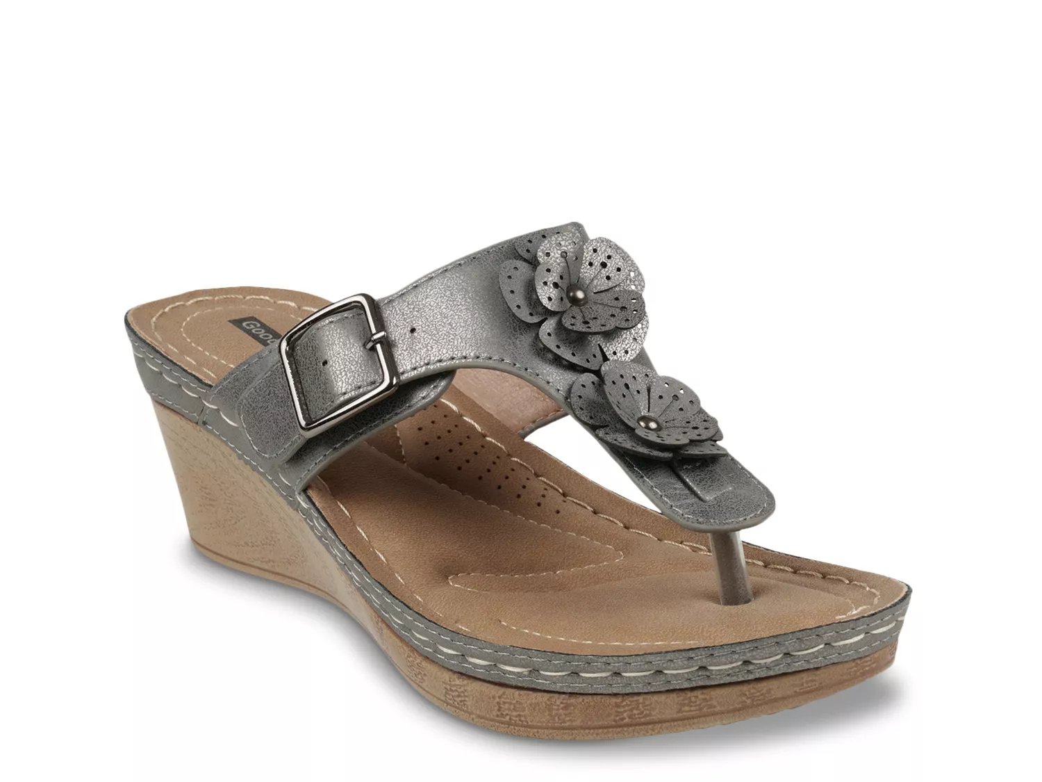 Good Choice Narbone Wedge Sandal | Women's | Pewter | Size 8.5 | Sandals