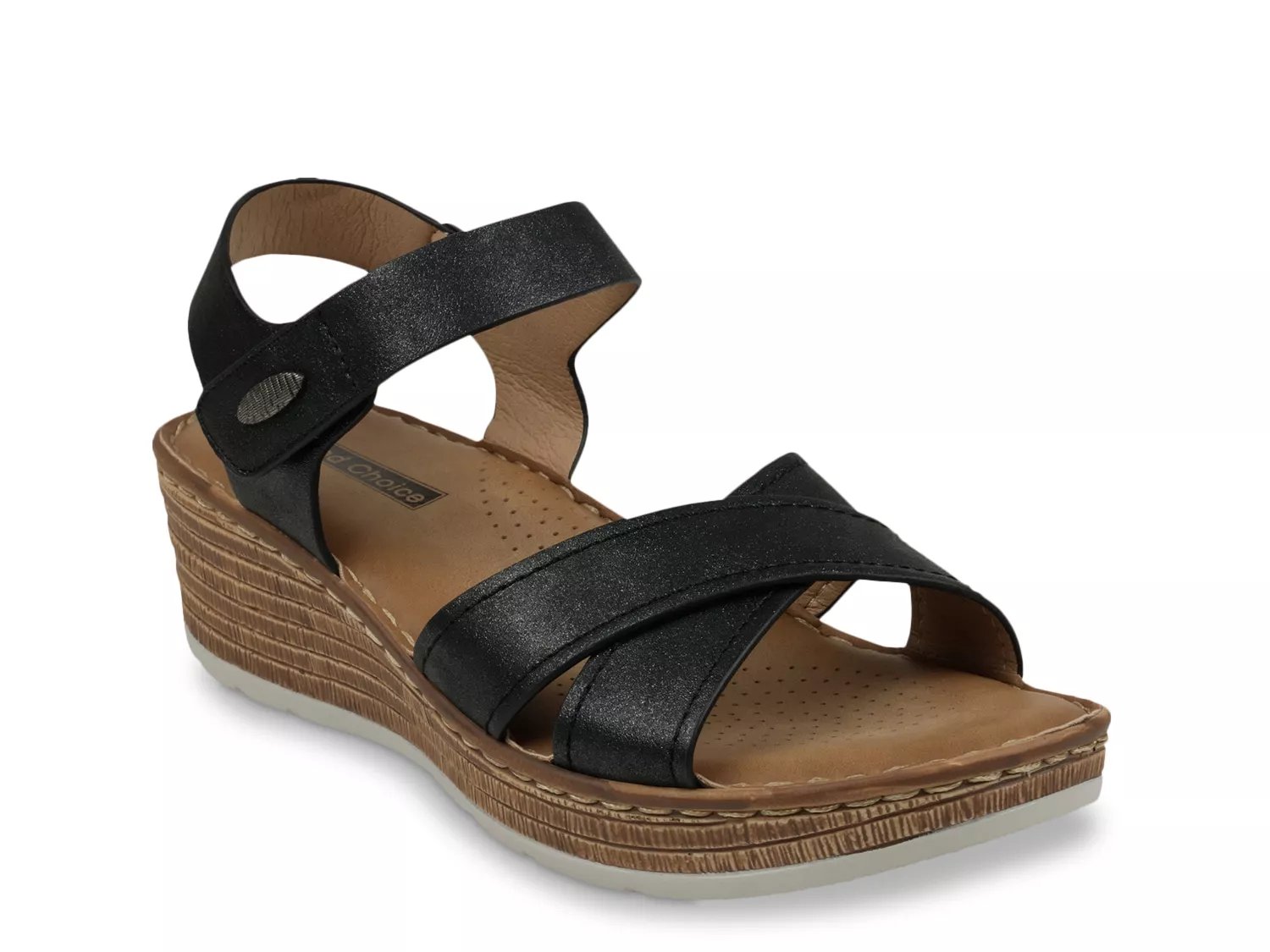 Good Choice Vienna Wedge Sandal | Women's | Black | Size 10 | Sandals | Ankle Strap