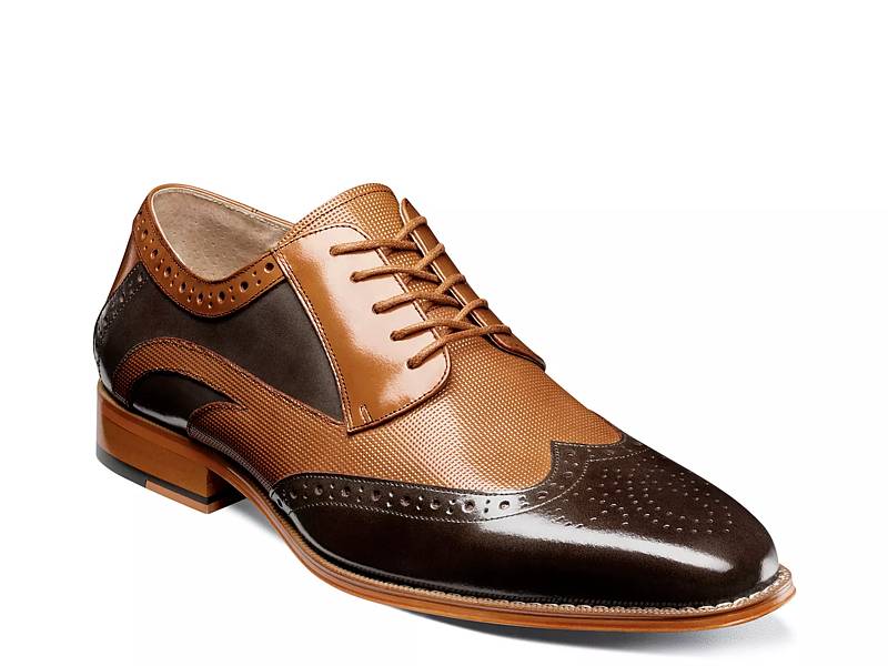 Gold leather wingtip Oxford high quality shoes