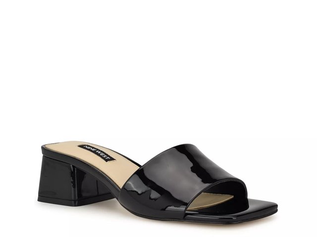 Nine west black slides cheap