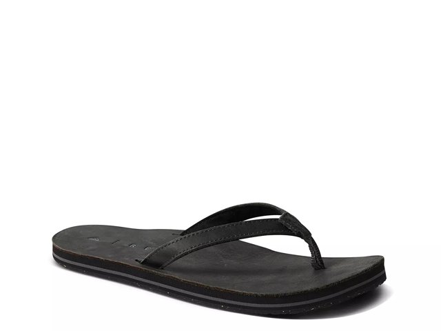 Reef black leather flip flops clearance