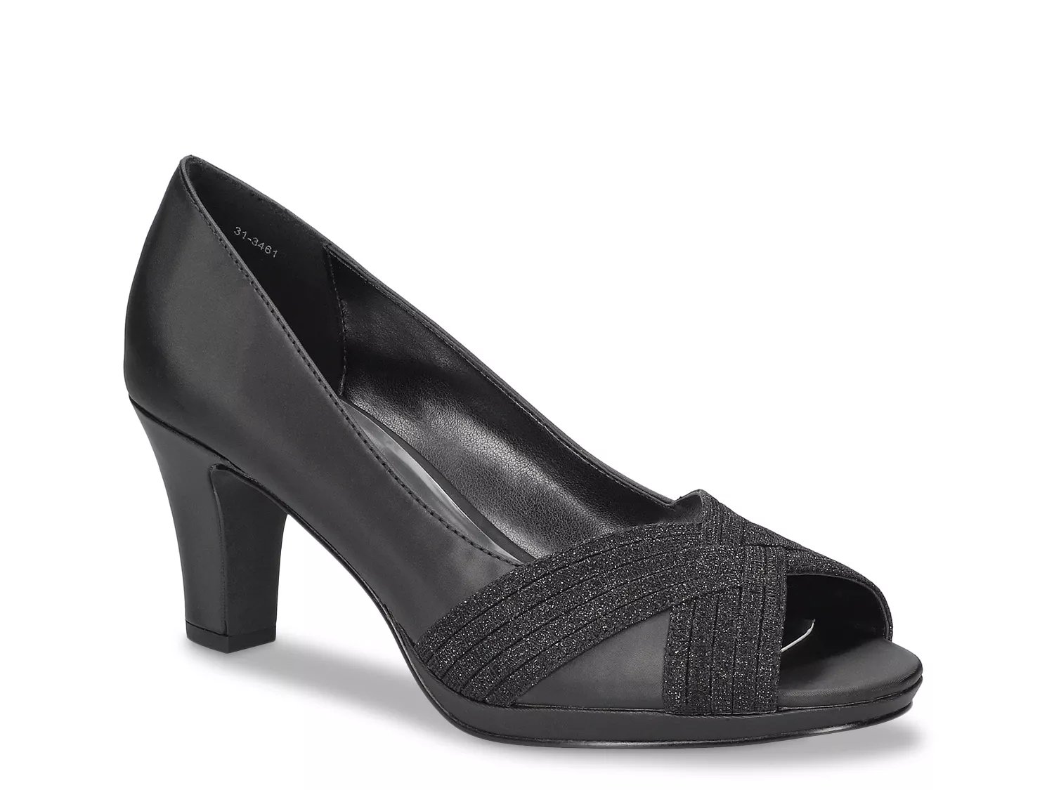 Easy Street Lavish Platform Pump | Women's | Black Satin | Size 6 | Pumps