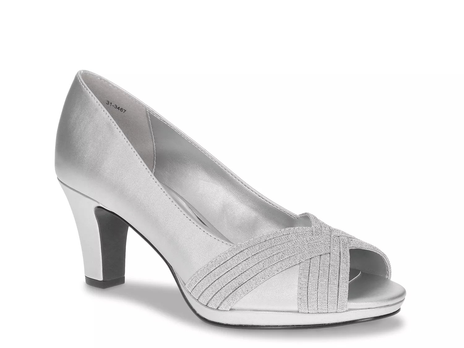 Easy Street Lavish Platform Pump | Women's | Silver Satin | Size 6.5 | Pumps