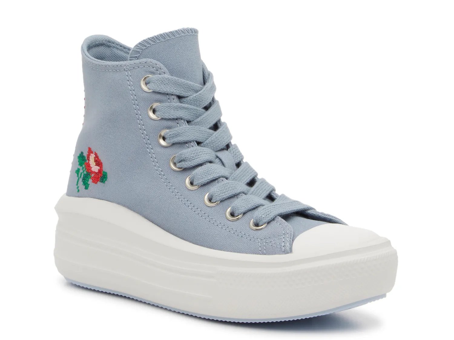 Женские модные кроссовки Converse Chuck Taylor All Star Move с цветочным рисунком на высоком каблуке