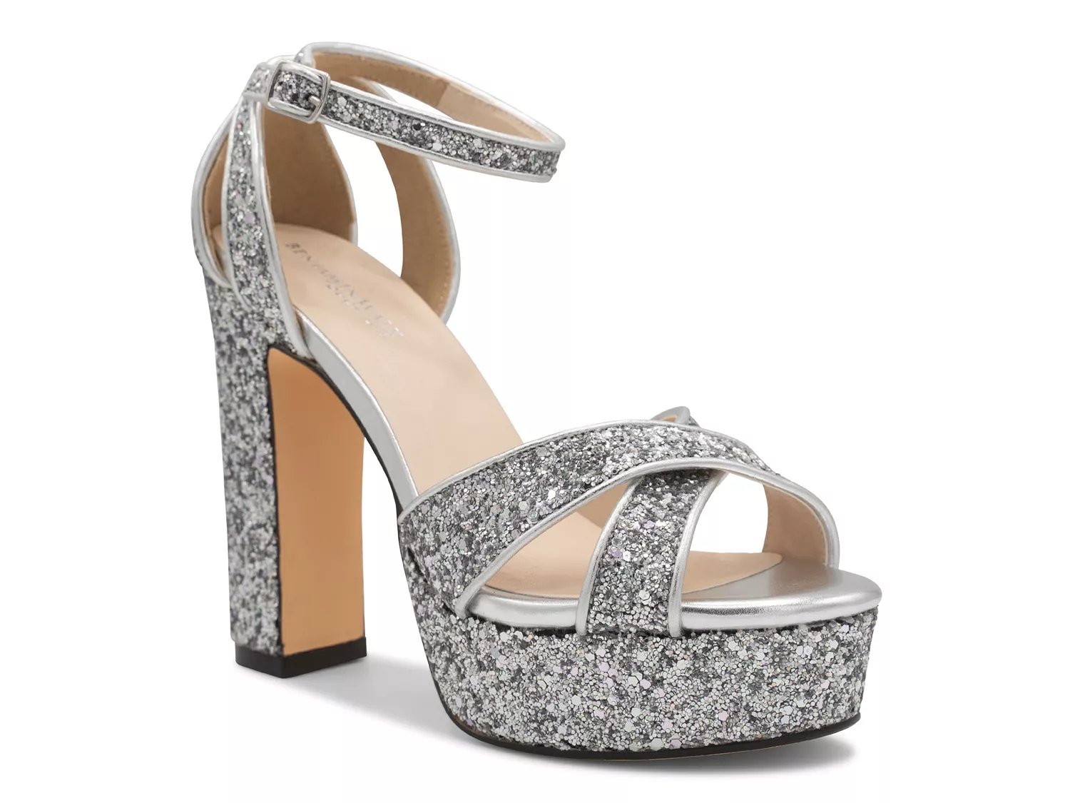 Touch Ups by Benjamin Walk Jemma Platform Sandal | Women's | Silver Metallic | Size 6 | Heels | Sandals | Ankle Strap