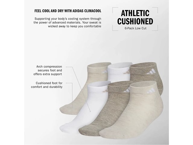 Adidas women's cushioned no show socks clearance