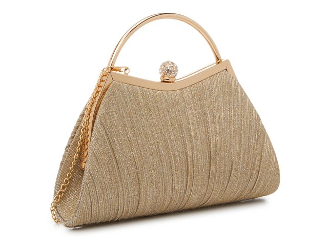 Kelly Katie Glitter Pleated Satchel Women s Champagne Metallic Size Not Applicable Handbags Clutch