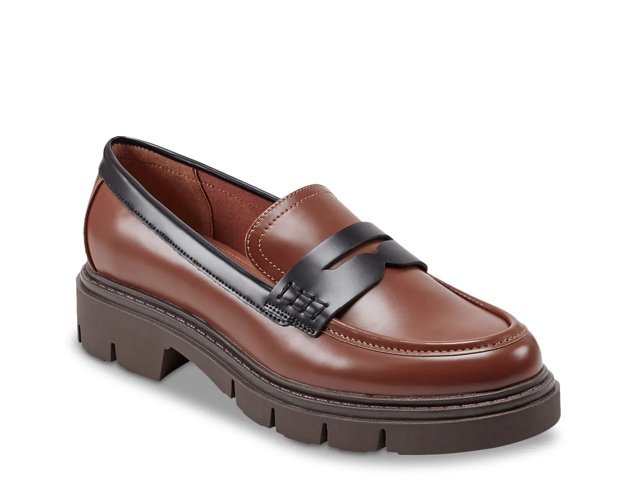 Marc Fisher Women s Cube Slip On Casual Penny Loafers Brown 7