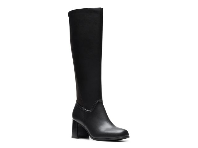 Clarks long black boots sales