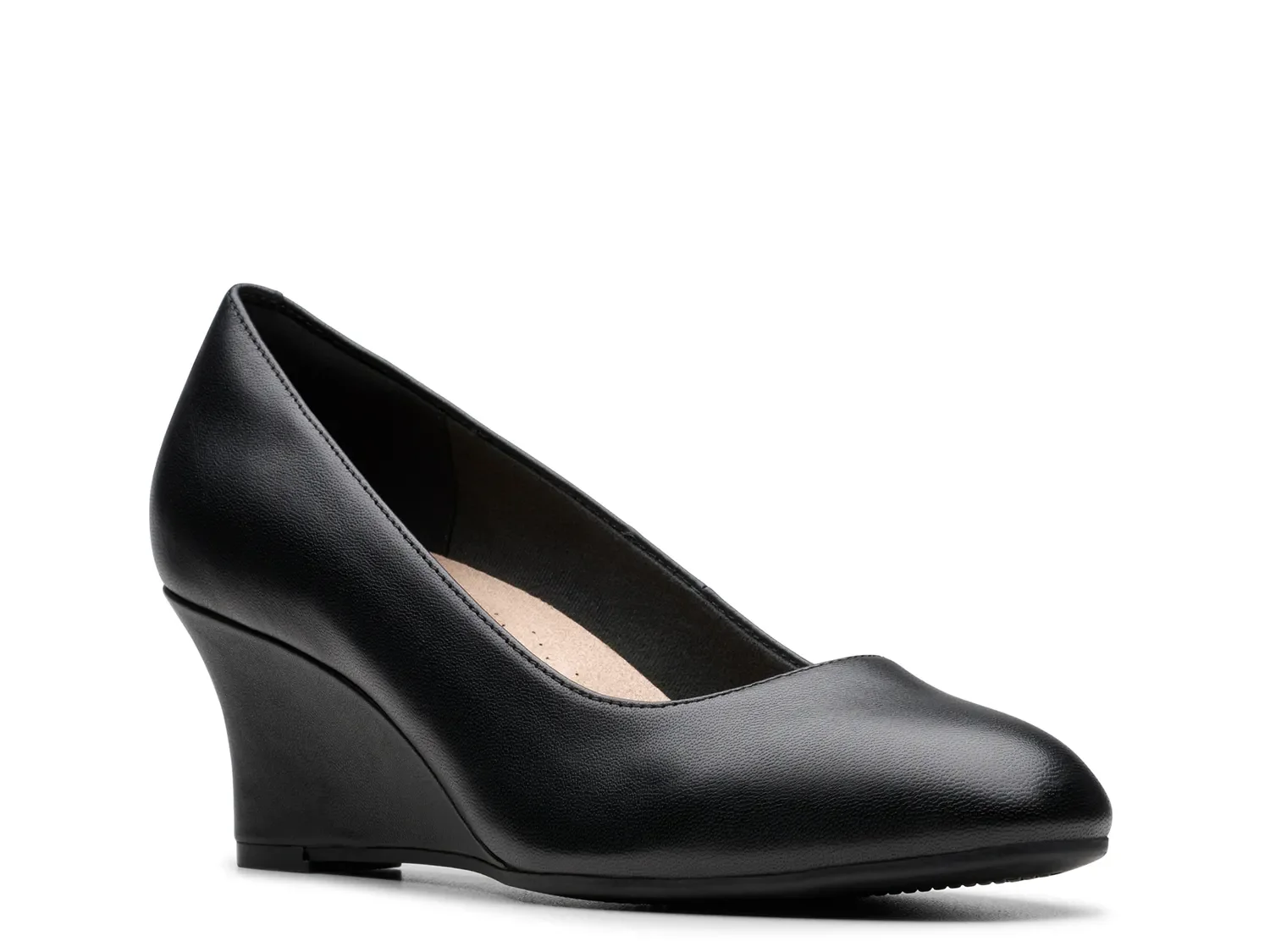 Clarks Olivette Pearl Wedge Pump | Women's | Black Leather | Size 9 | Pumps | Wedge