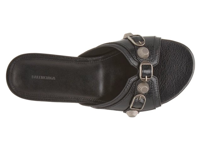 【送料&関税込】Balenciaga Cagole Leather Slides BALENCIAGA Cagole embellished textured-leather sandals | NET
