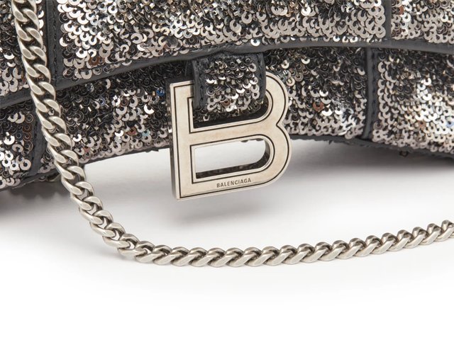 【極美品・付属品完備】Balenciaga HOURGLASS チャーム Balenciaga Hourglass Mini Handbag with Chain in Sparkling