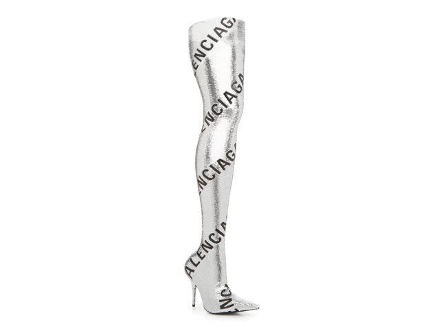 Thigh high balenciaga glitter boots on sale