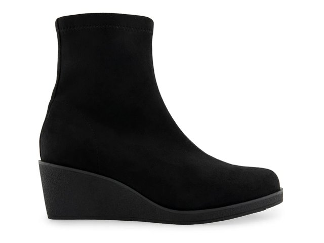 Aerosoles Binnie Women s Wedge Ankle Boots Size 7 Black Faux Suede