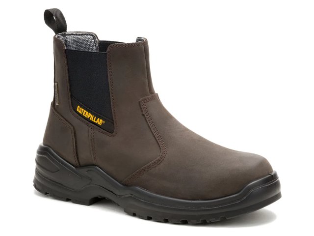Caterpillar Men s Striver Chelsea Waterproof Steel Toe Work Boot Brown Size 10M