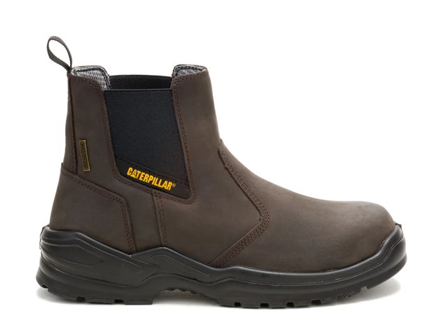 Caterpillar Men s Striver Chelsea Waterproof Steel Toe Work Boot Brown Size 10M