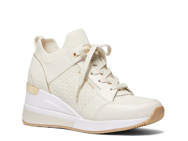 Georgie faux leather wedge trainers on sale