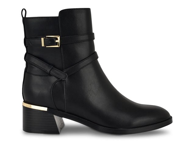 Calvin Klein Women s Jasen Block Heel Almond Toe Dress Booties Black Ankle Boots 6