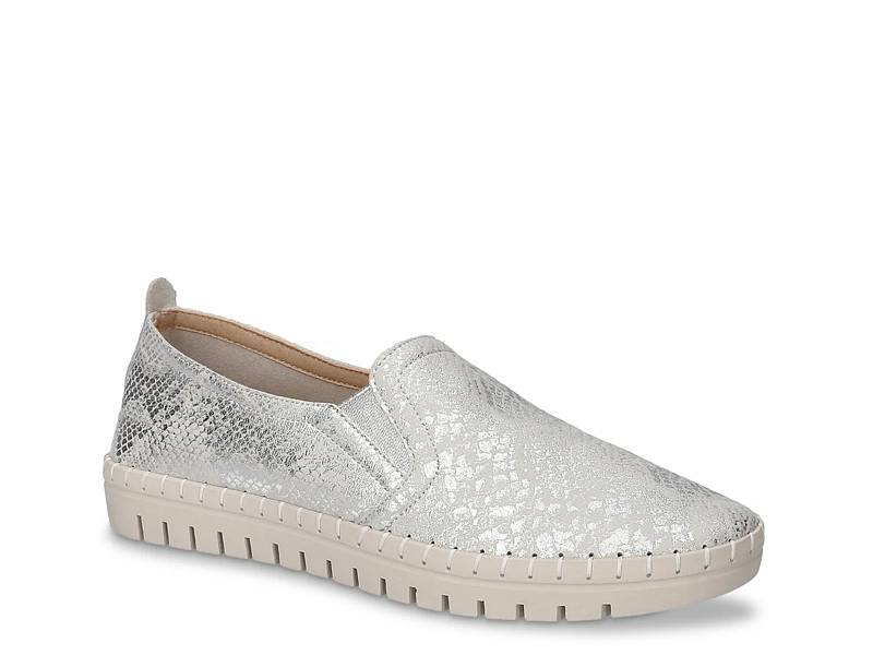 Silver slip on sneakers clearance