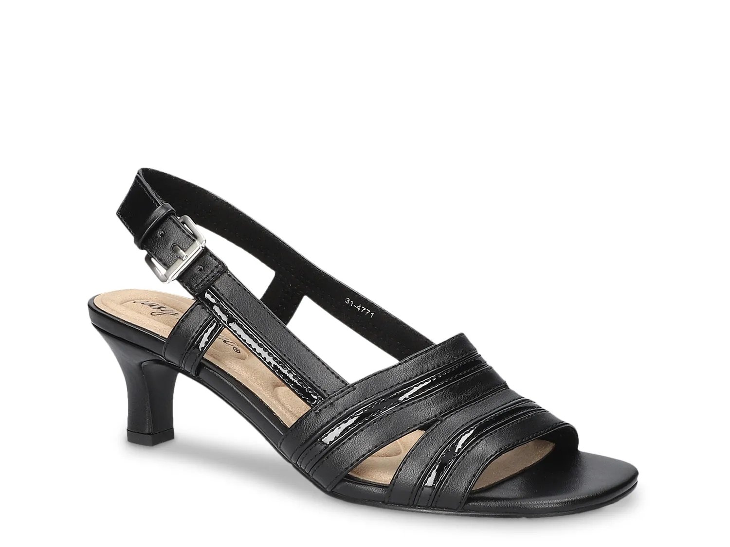 Easy Street Meghan Sandal | Women's | Black Synthetic | Size 6 | Sandals | Kitten