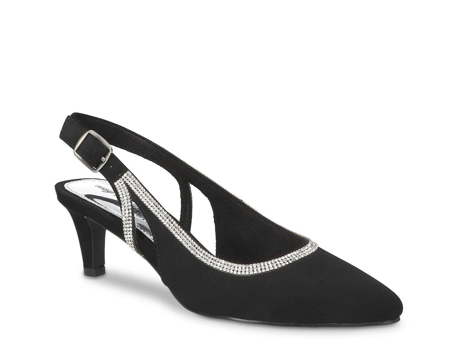 Easy Street Glisten Rhinestone Pump | Women's | Black | Size 7.5 | Pumps | Slingback