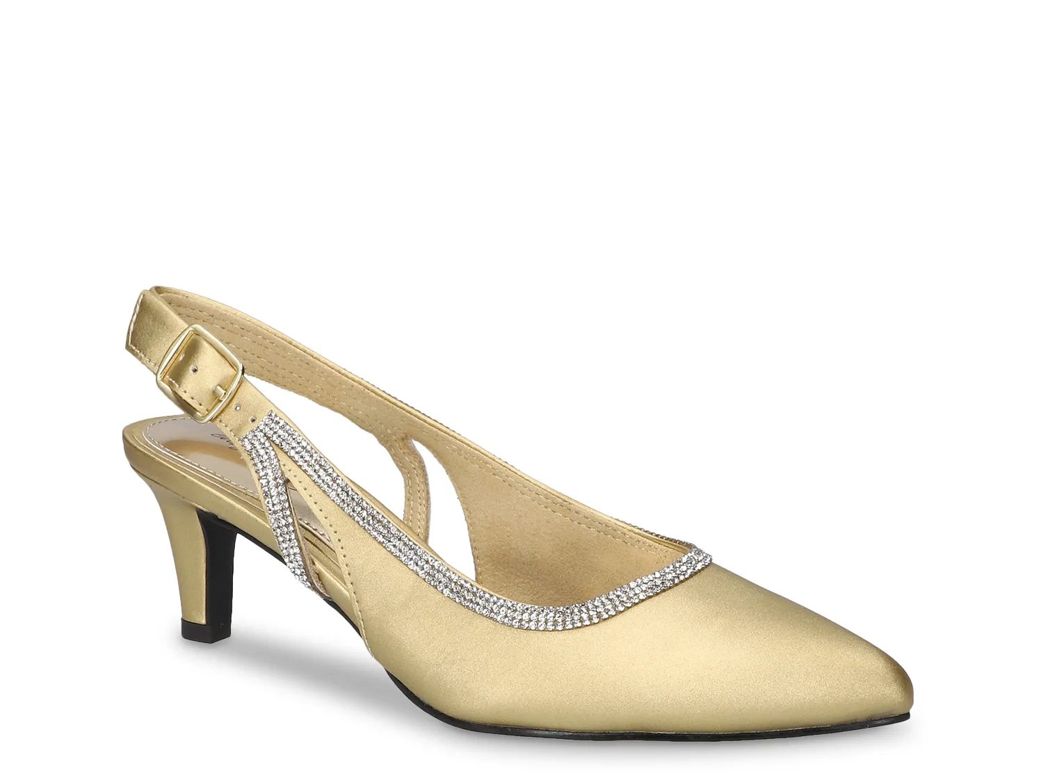 Easy Street Wide Width Glisten Rhinestone Pump | Women's | Gold | Size 8.5 | Pumps | Slingback