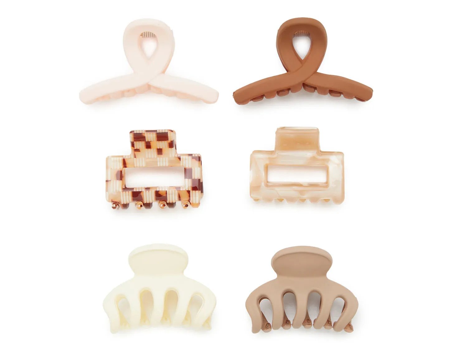 Kelly & Katie Assorted Shape Neutral Claw Hair Clip Set - 6 Pack