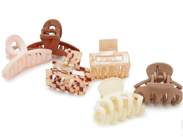 Kelly & Katie Assorted Shape Neutral Claw Hair Clip Set - 6 Pack