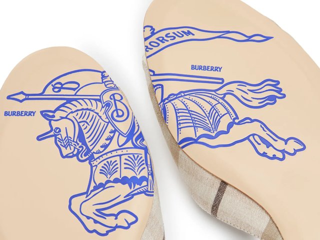 サンダル・ミュール Burberry SS25 Embroidered fabric Mews mules (8101603 C1788) Burberry Leather Quilted Heeled Mules, Brand Size 38 ( US