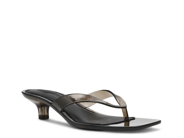 【Steve Madden】Tracieエキゾチックな質感スクエアトゥサンダル TRACIE Black Suede Thong Strap Women's Kitten Heel – Steve