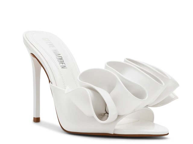 【Steve Madden】アフィニティミュール AFFINITY White Patent Pointed-Toe Stiletto Mule Women's Heel