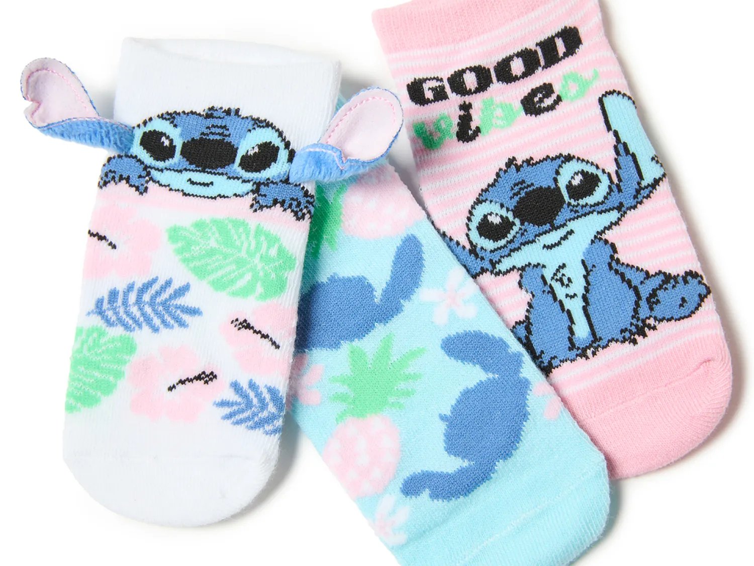 Disney Stitch Kids' No Show Socks - 3 Pack