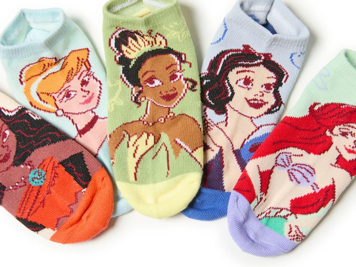 Disney Princess Kids' No Show Socks - 5 Pack
