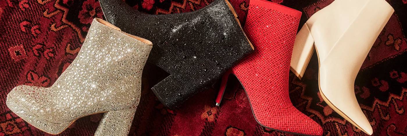 An assortment of sparkly ankle boots