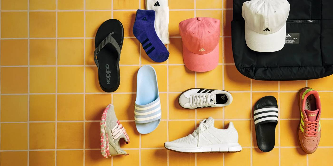 Featuring an assortment of shoes, sandals and accessories from the brand adidas.