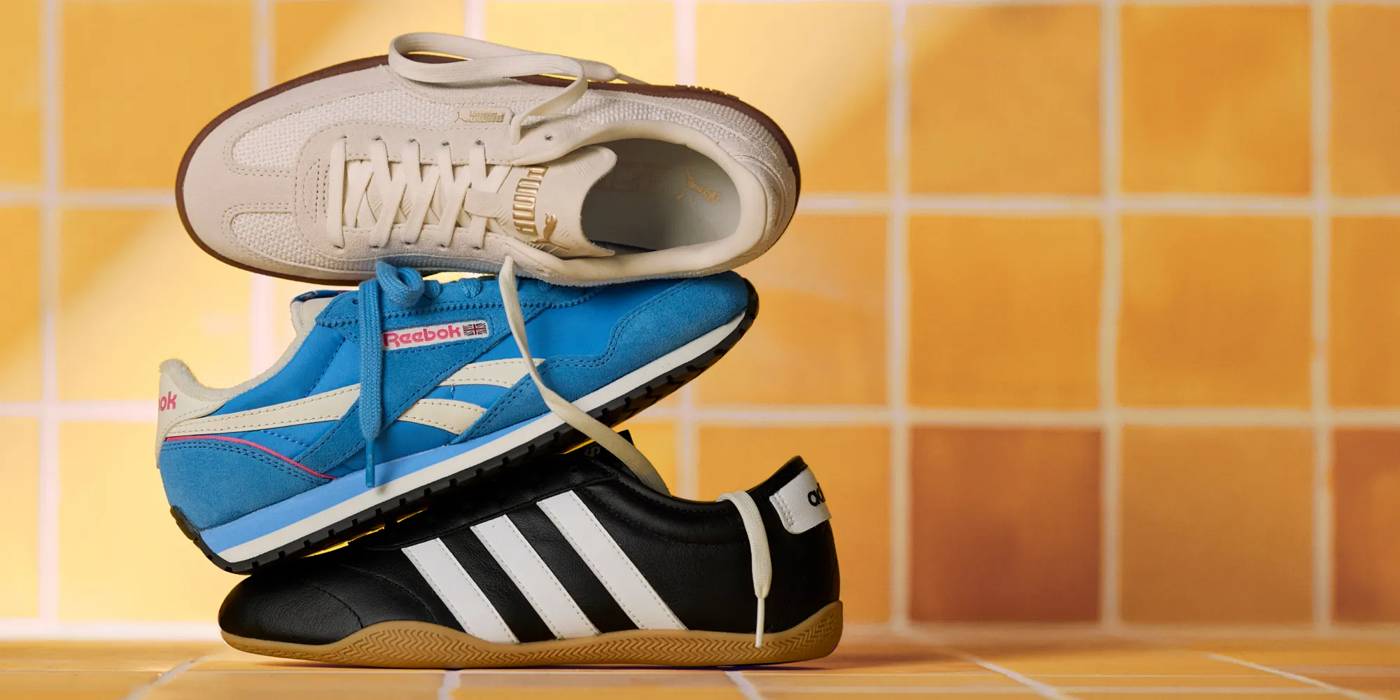 Stacked low-profile sneakers. Click to shop men's and women's low profile sneakers.