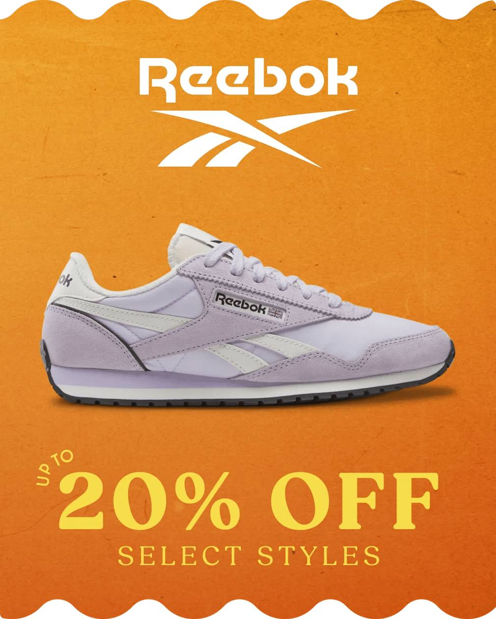 Reebok up to 20% off select styles. Click to shop.