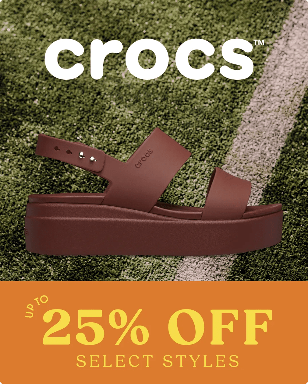 Click to shop up to 25% off select Crocs styles.